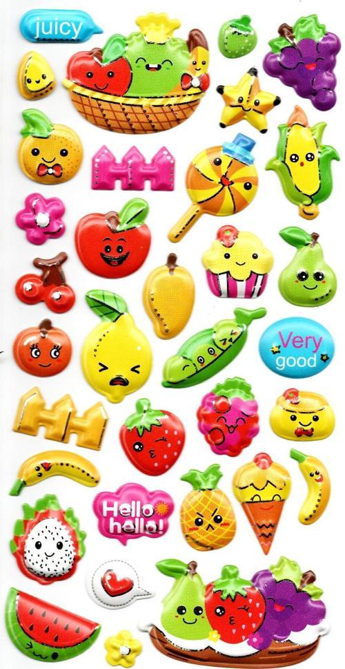 Sticker Kabartmalı Stiker Defter, Planlayıcı Etiket (limlra-040) - 17X9 cm - Meyveler