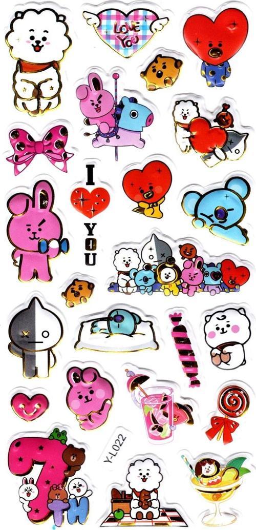Sticker Kabartmalı Stiker Defter, Planlayıcı Etiket (limyl-022) - 17X9 cm - BTS KOmik Kpop