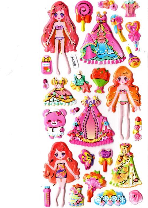 Sticker Kabartmalı Stiker Defter, Planlayıcı Etiket (limyl-028) - 17X9 cm - Prenses Giydirme Ayıcık
