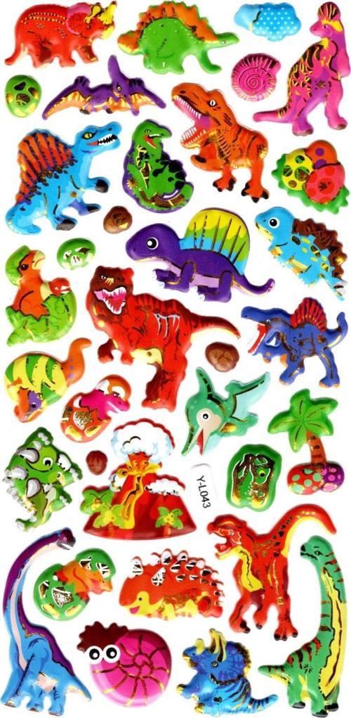 Sticker Kabartmalı Stiker Defter, Planlayıcı Etiket (limyl-043) - 17X9 cm - Vahşi Dinazorlar