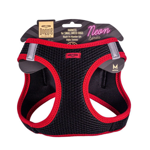 Havalı Dokuma Neon Küçük Irk Göğüs Tasması Kırmızı 38-44 cm (ANG-M)