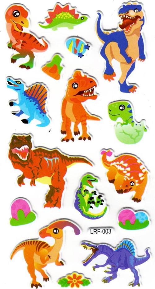 Sticker Kabartmalı Stiker Defter, Planlayıcı Etiket (lrf-003) -17X9 cm - Sevimli Vahşi Dinazor