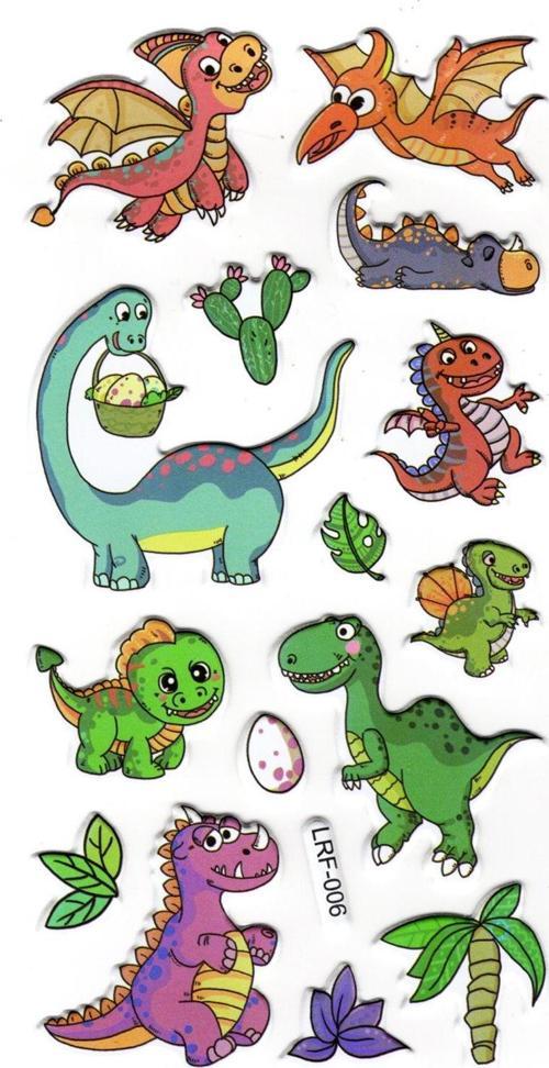 Sticker Kabartmalı Stiker Defter, Planlayıcı Etiket (lrf-006) - 17X9 cm - Eğlenceli Dinazor
