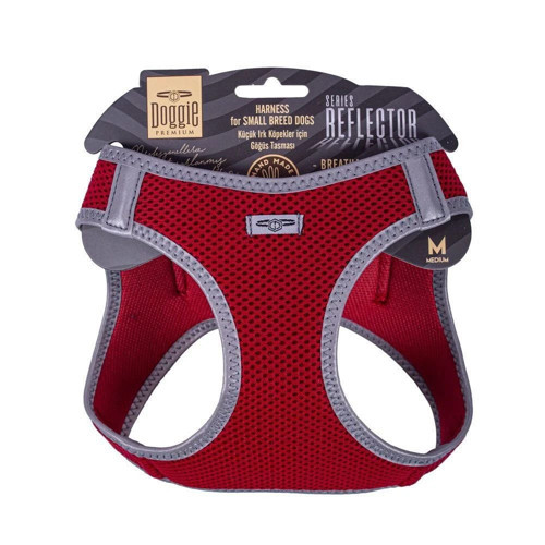 Havalı Dokuma Reflektörlü Küçük Irk Göğüs Tasması Red 38-44 cm(ARG-M)