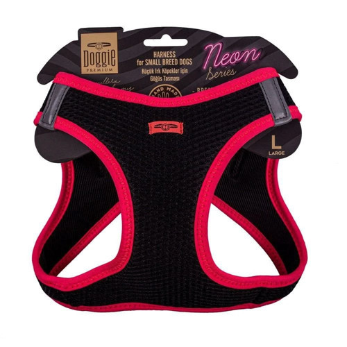 Havalı Dokuma Neon Küçük Irk Göğüs Tasması Pembe 42-48 cm (ANG-L)