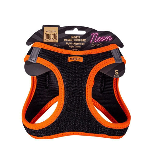 Havalı Dokuma Neon Küçük Irk Göğüs Tasması Turuncu 32-38 cm (ANG-S)