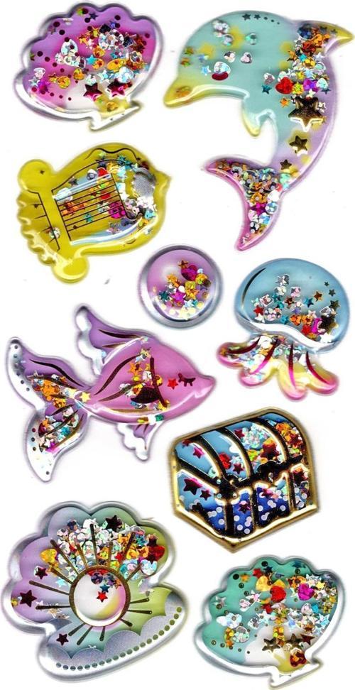 Sticker Kabartmalı Stiker Defter, Planlayıcı Etiket (pullu-804) - 17X9 cm - Balık Deniz Kabuğu