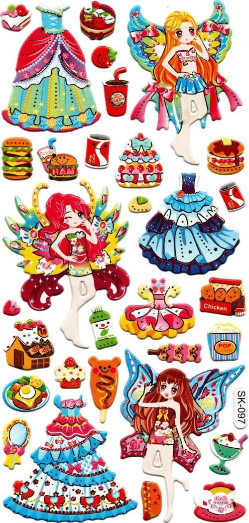 Sticker Kabartmalı Stiker Defter, Planlayıcı Etiket (sk097) 9x18 cm- Peri Kız Giydirme