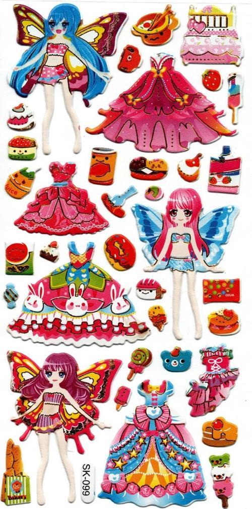 Sticker Kabartmalı Stiker Defter, Planlayıcı Etiket (sk099) 9x18 cm- Peri Kız Giydirme