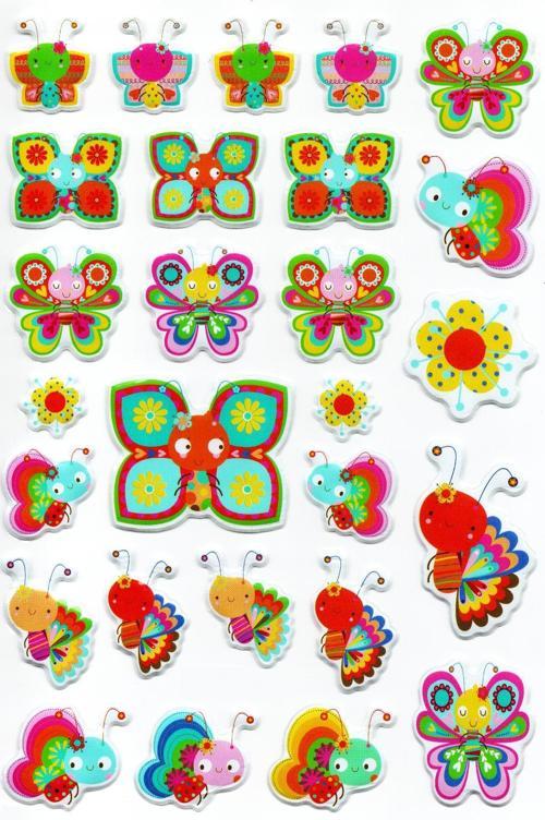 Sticker Kabartmalı A4 boyutunda Stiker Defter, planlayıcı etiket (Lim007) - Sevimli Kelebekler