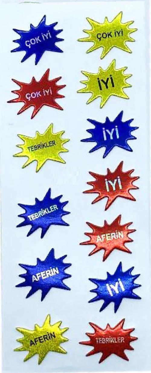 Sticker Kabartmalı Stiker Defter, Planlayıcı Etiket Aferin, Tebrikler (cb439) 16x7 cm