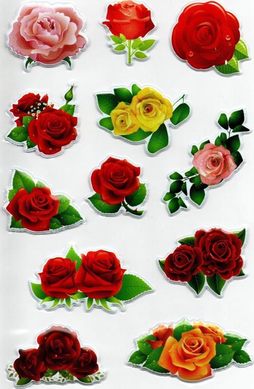 Sticker Kabartmalı A4 Boyutunda Stiker Defter, Planlayıcı Etiket -(lim065) - Güller