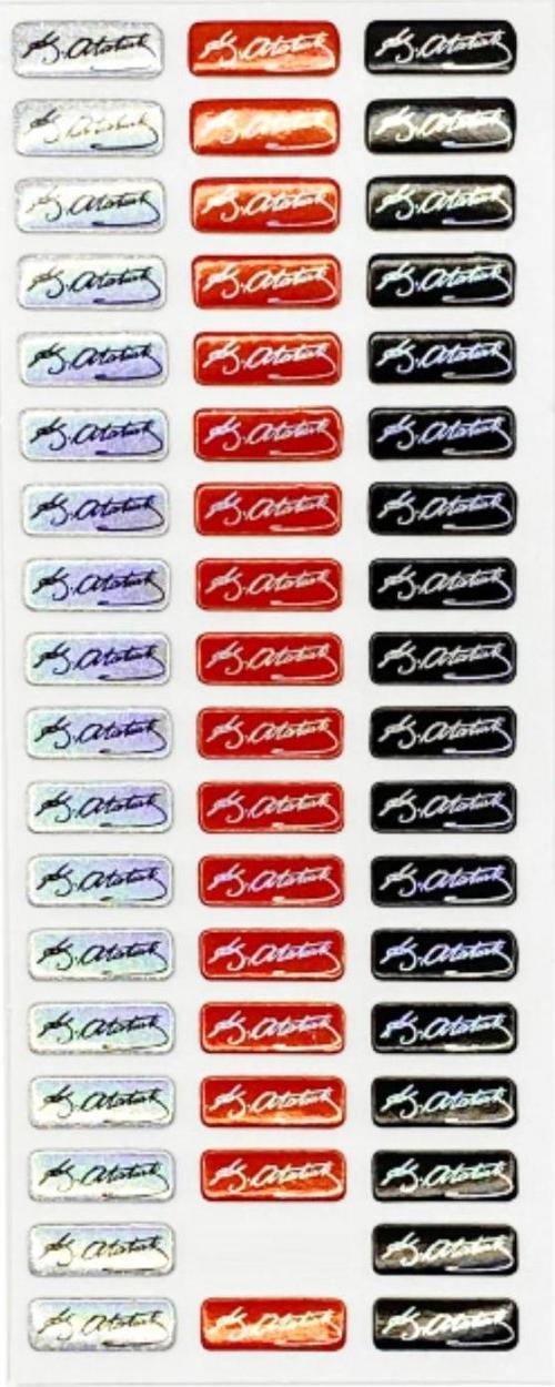 Sticker Kabartmalı Stiker Defter, Planlayıcı Etiket Atatürk mini imza(cb468) 16x7 cm