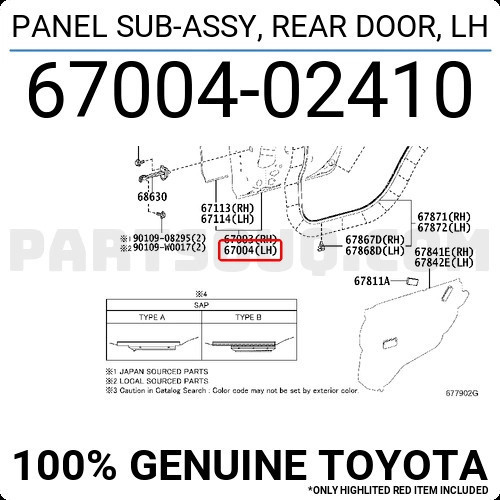 Toyota Corolla Arka Kapı Sol 2013- (Oem No: 6700402410)