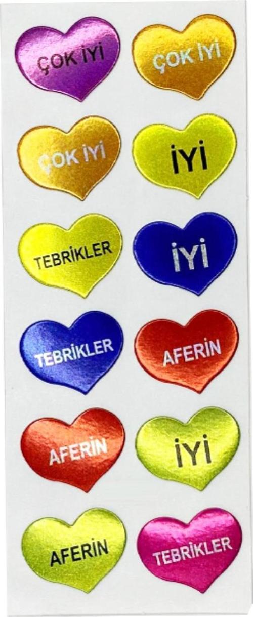 Sticker Kabartmalı Stiker Defter, Planlayıcı Etiket Çok iyi, Tebrikler, Aferin (cb445) 16x7 Cm