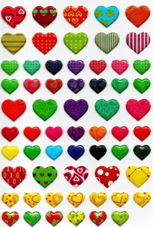 Sticker Kabartmalı A4 Boyutunda Stiker Defter, Planlayıcı Etiket-(lim078) - Renkli Kalpler