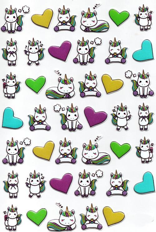 Sticker Kabartmalı A4 boyutunda Stiker Defter, planlayıcı etiket-(Lim221) - Unicorn Kalp