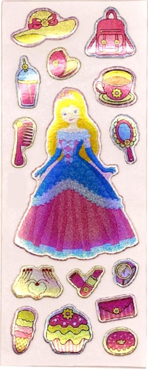 Sticker Kabartmalı Stiker Defter, Planlayıcı Etiket Prenses (cb463) 16x7 cm