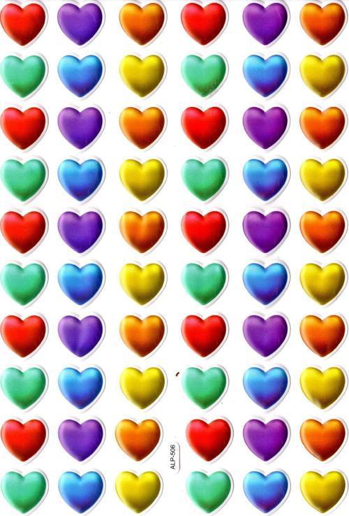 Sticker Kabartmalı A4 Boyutunda Stiker Defter, Planlayıcı Etiket-(lim506) - Renkli Kalpler
