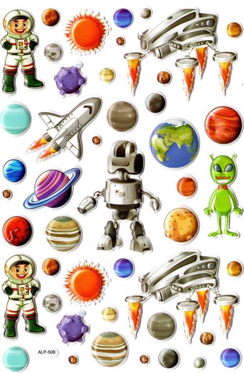 Sticker Kabartmalı A4 Boyutunda Stiker Defter, Planlayıcı Etiket-(lim508) - Astranot ve Uzaylı