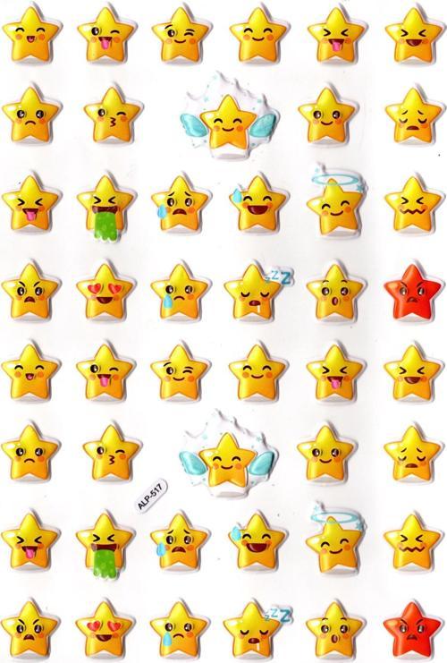 Sticker Kabartmalı A4 Boyutunda Stiker Defter, Planlayıcı Etiket-(lim517) - Yıldız Emoji