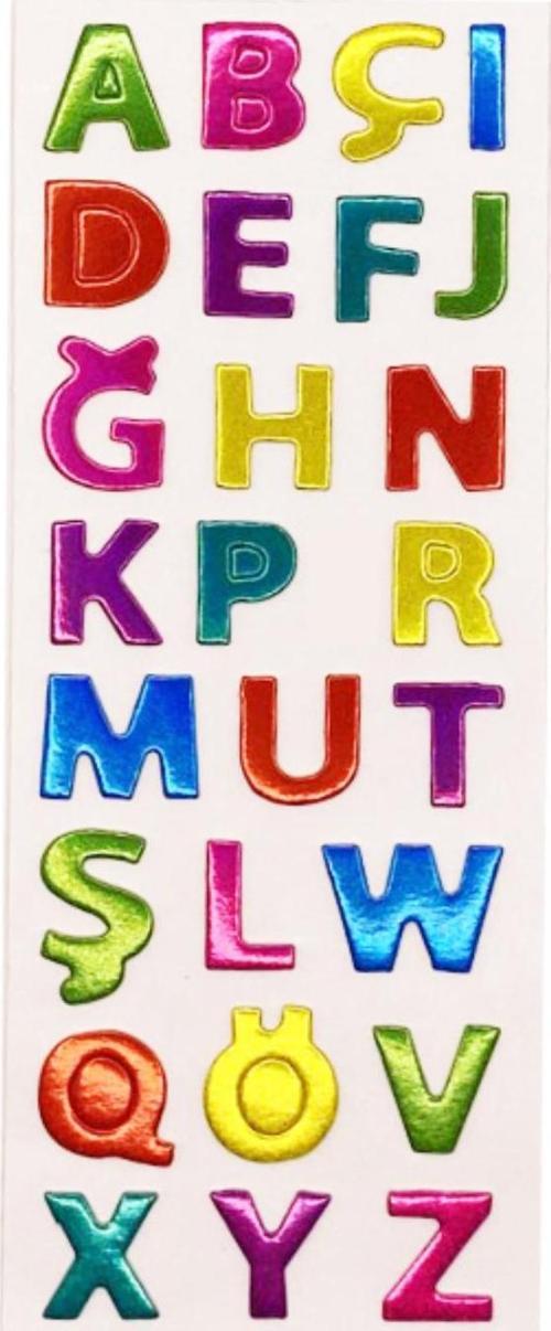 Sticker Kabartmalı Stiker Defter, Planlayıcı Etiket Renkli Harfler (cb399) 16x7 cm