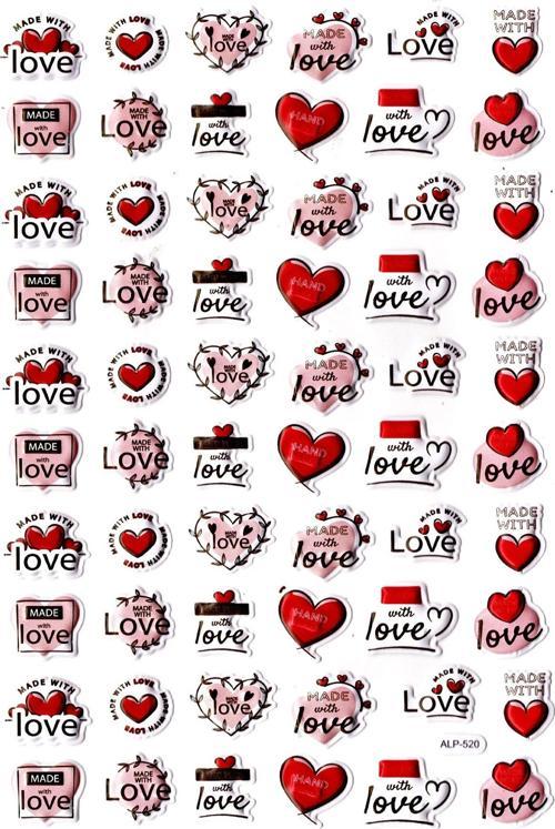 Sticker Kabartmalı A4 Boyutunda Stiker Defter, Planlayıcı Etiket-(lim520) - Aşk , Kalp , Love