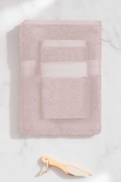 2 Parça Battal Lüks Banyo Spa Havlu Takımı 90X170 Cm Pudra
