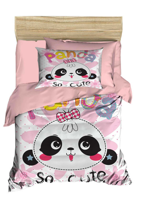 Yenidoğan Kız Bebek Nevresim Takımı Pamuklu Panda So Cute