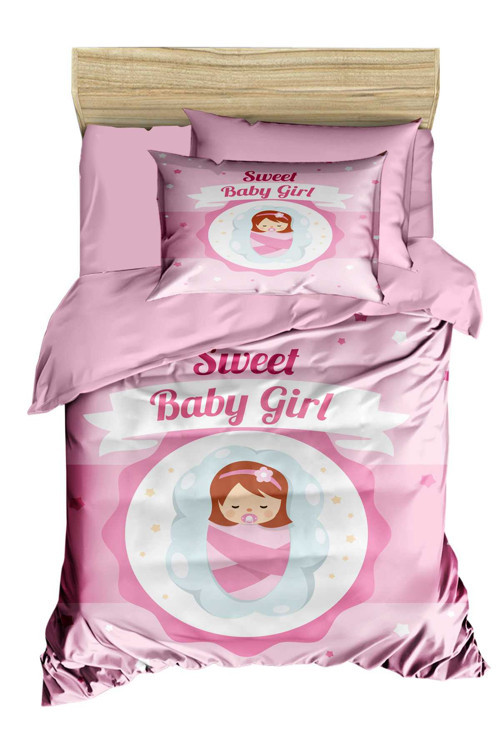 Yenidoğan Kız Bebek Nevresim Takımı Pamuklu Sweet Baby Girl