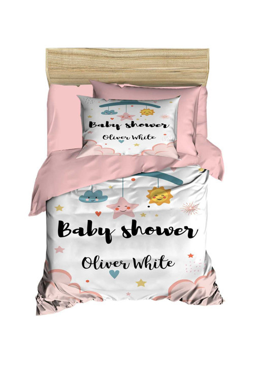 Yenidoğan Kız Bebek Nevresim Takımı Pamuklu Baby Shower White