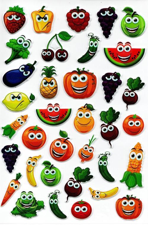 Sticker Kabartmalı A4 boyutunda Stiker Defter, planlayıcı etiket, -(Lim060) - Sebze Meyveler