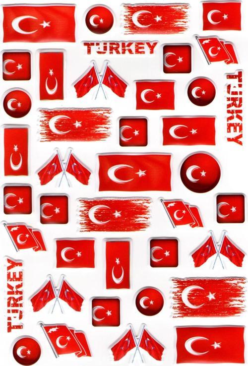 Sticker Kabartmalı A4 Boyutunda Stiker Defter, Planlayıcı Etiket, -(lim086) - Türk Bayrağı Şekilli