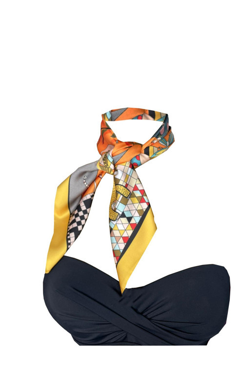 Nil Scarf Yellow/Figür 70*70 cm Fular Eşarp