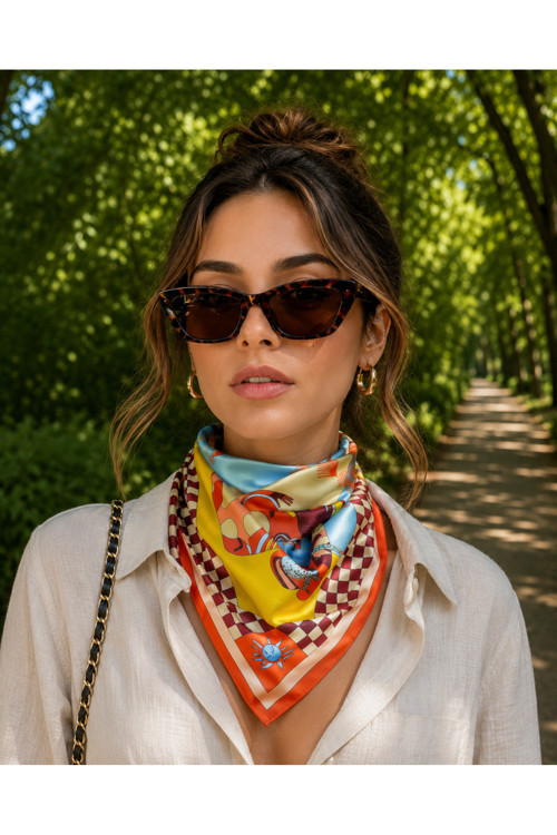 Nil Fular Yellow&Oranj Fular Eşarp
