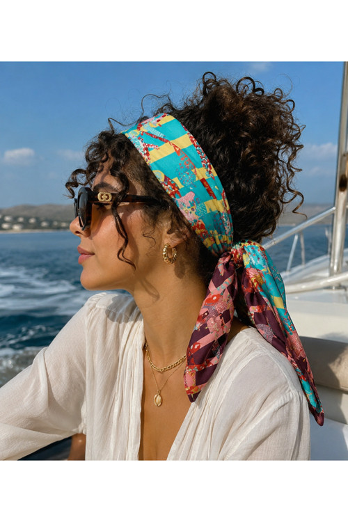 Scarf Turquaz/bordo 3 kullanımlı Fular 70*70 cm