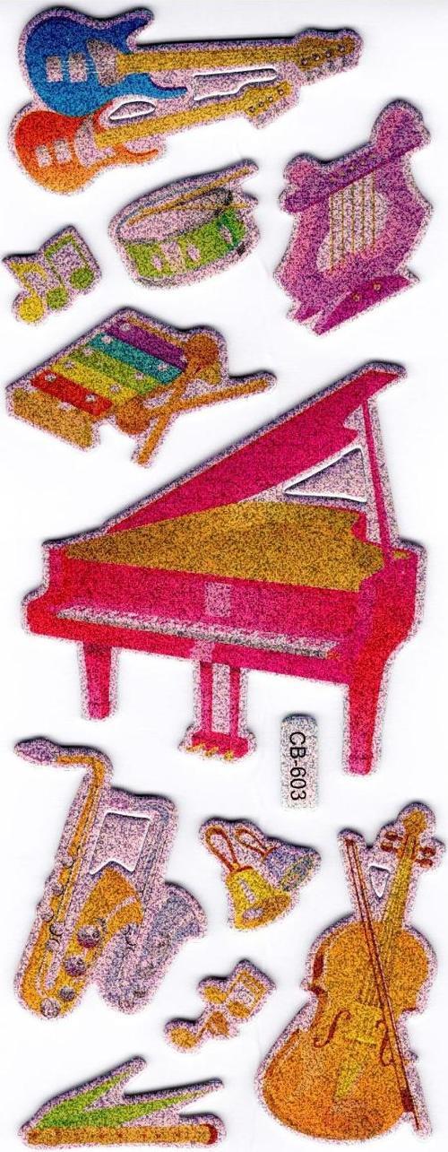 Sticker Kabartmalı Stiker Defter, Planlayıcı Müzik Aletleri (cb603) 16x7 cm