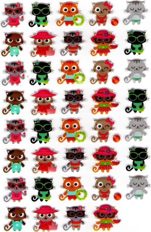 Sticker Kabartmalı A4 Boyutunda Stiker Defter, Planlayıcı Etiket, -(lim216) - Sevimli Kediler