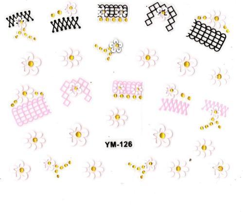 Tırnak Sticker, Tırnak Süsleme, Nail Art (ym-126) - 6X5 cm - Kare Desen Papatya