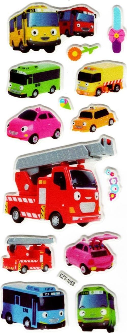 Sticker Kabartmalı Stiker Defter, Planlayıcı (kzy1058) 16x7 cm -İtfaiye Otobüs Araba