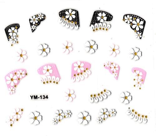 Tırnak Sticker, Tırnak Süsleme, Nail Art (ym-134) - 6X5 cm - Sıralı Papatya