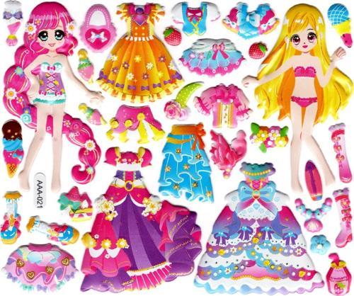 Sticker Kabartmalı Stiker Defter, Planlayıcı Etiket (AAA-021)- 15x13 cm - Kız Giydirme Dondurma
