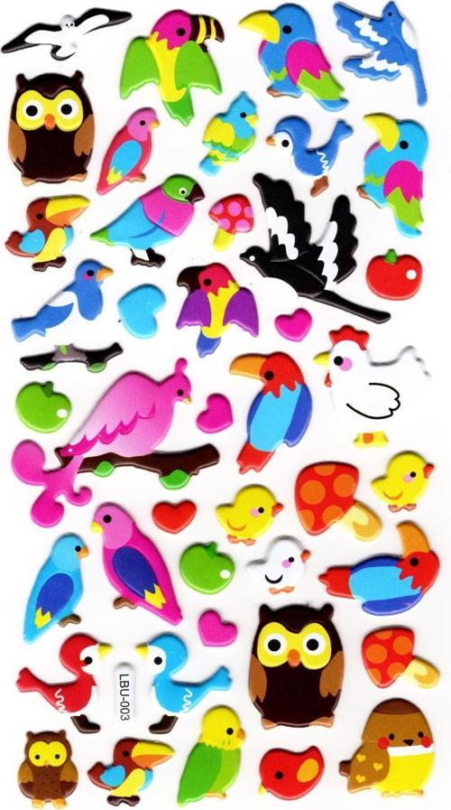 Sticker Kabartmalı Stiker Defter, Planlayıcı Etiket (lbu-003) - 17X9 cm - Sevimli Kuşlar