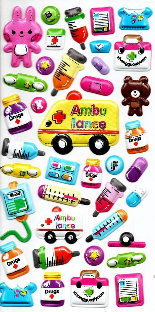 Sticker Kabartmalı Stiker Defter, Planlayıcı Etiket (limlra-006) - 17X9 cm - Sevimli Ambulans