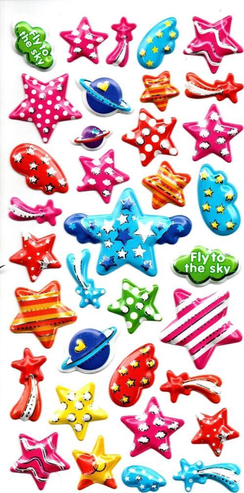 Sticker Kabartmalı Stiker Defter, Planlayıcı Etiket (limlra-015) - 17X9 cm Parti Yıldızları