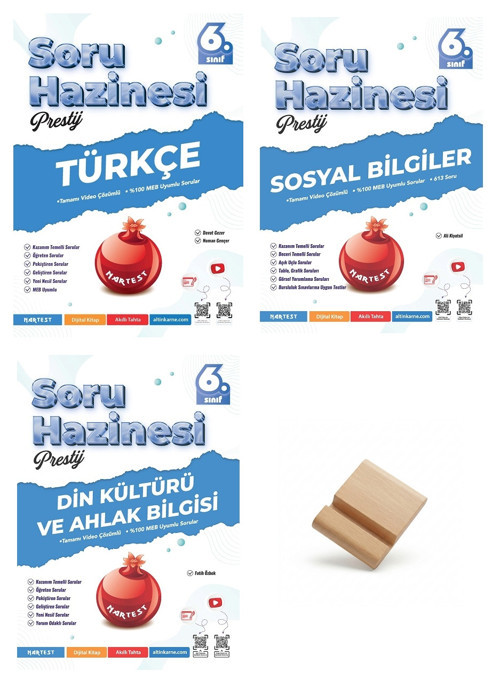 Nartest 6. Sınıf Soru Haznesi Türkçe Sosyal ve Din Kültürü Soru Bankası 3lü Set + Telefon Standı