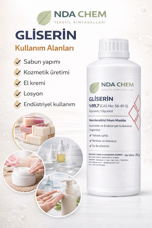 Gliserin %99,7 Saf Bitkisel 250 g – Kozmetik ve Sabun Hammaddesi