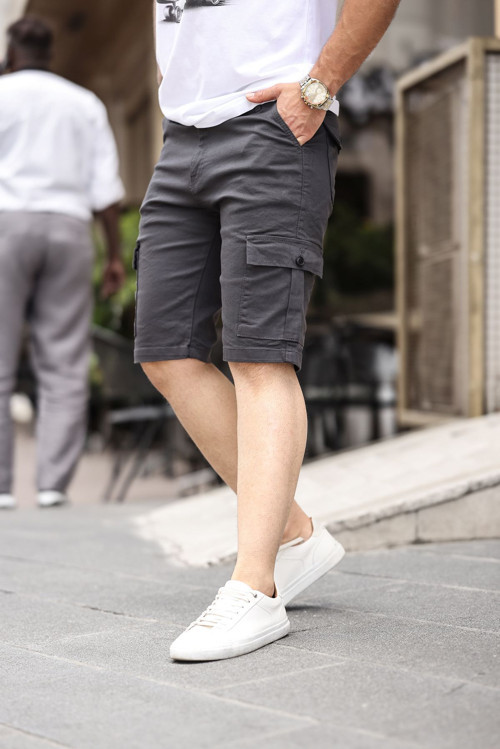 Slim Fit None Denim Yandan Cepli Esnek Kumaş Erkek Jean Kargo Şort
