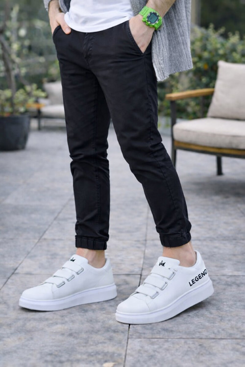 Onom Bağcıksız 3 Bantlı Lastikli Legend Cilt Erkek Günlük Sneaker Ayakkabı CBT - Beyaz