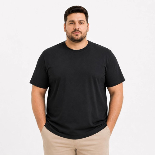 Cloud Erkek Battal Big Size Basic Tişört Bisiklet Yaka Rahat Kalıp T-Shirt - Siyah